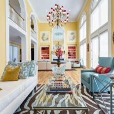 Eclectic Living Room With Yellow Walls