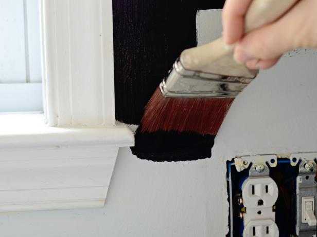 After the wall has been prepped, cut in around cabinets, outlets, trim and counters using a 2 1/2&quot; sash brush. If necessary, painter’s tape can be used to ensure a clean edge.