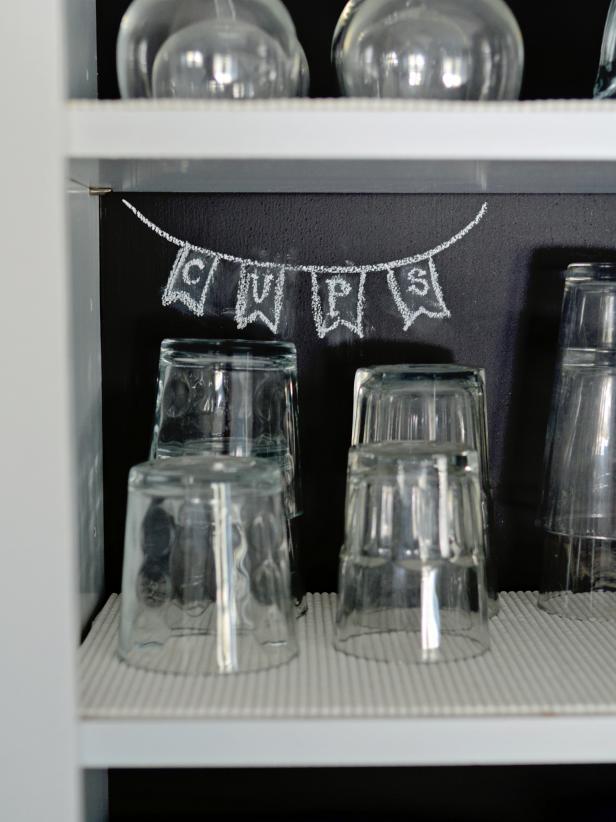 Chalkboard paint transforms this ordinary shelf into a fun display.
