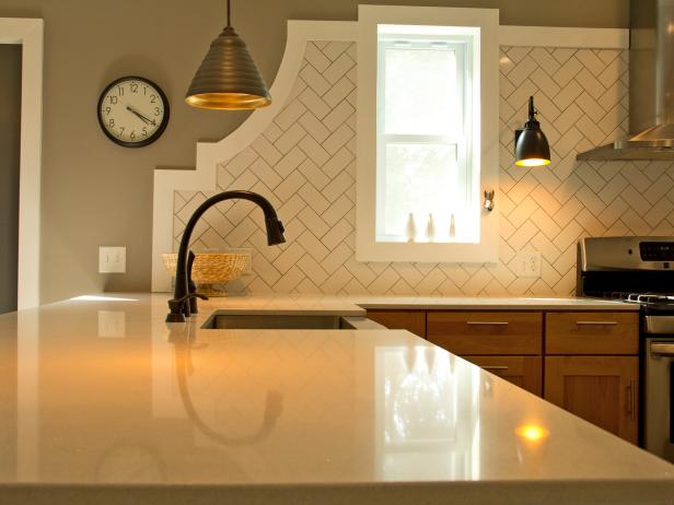 Herringbone Pattern Subway Tile Kitchen Backsplash | HGTV