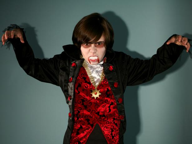 Teen Boy Dressed as Vampire
