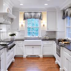White Traditional-Style Kitchen With Farmhouse Sink