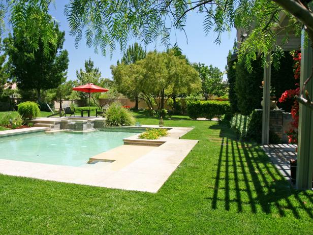 Lush Garden Pool With Outdoor Sitting Area HGTV