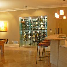 Netural Contemporary Basement Wine Cellar and Game Room
