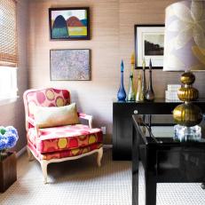 Eclectic Home Office With Polka Dot Chair