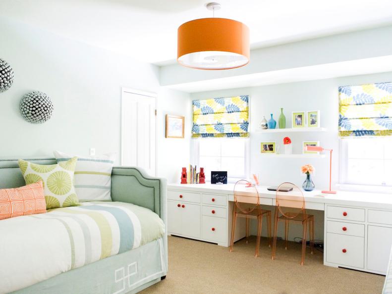 Cheerful Teen Bedroom with Built-In Storage