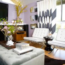 Midcentury Modern Purple Living Room