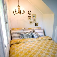 Guest Bedroom Nook With Yellow Patterned Duvet