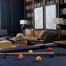 Blue Library with Pool Table