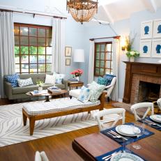 Light Blue Living Room With Rustic Accents