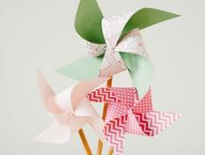 whimsical paper pinwheel centerpiece