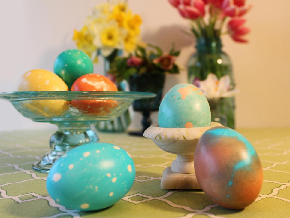 Marbleized dyed Easter eggs HGTV