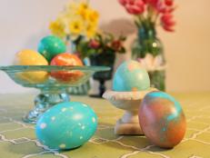 Dyeing Easter eggs is a favorite holiday tradition for kids and grownups alike. Give your plain dyed eggs a kicky, multicolored twist this year: Add olive oil to the dye solution to create a swirling, mottled effect.