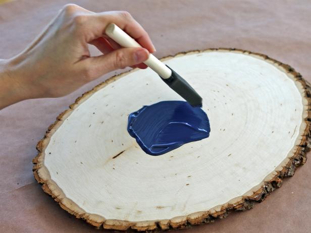 Use foam paintbrush to apply a thin coat of acrylic paint to wood plaque.