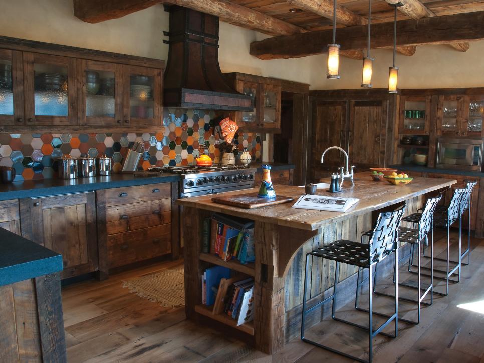 Kitchen With Reclaimed Wood Cabinets, Reclaimed Barn Wood Kitchen Island