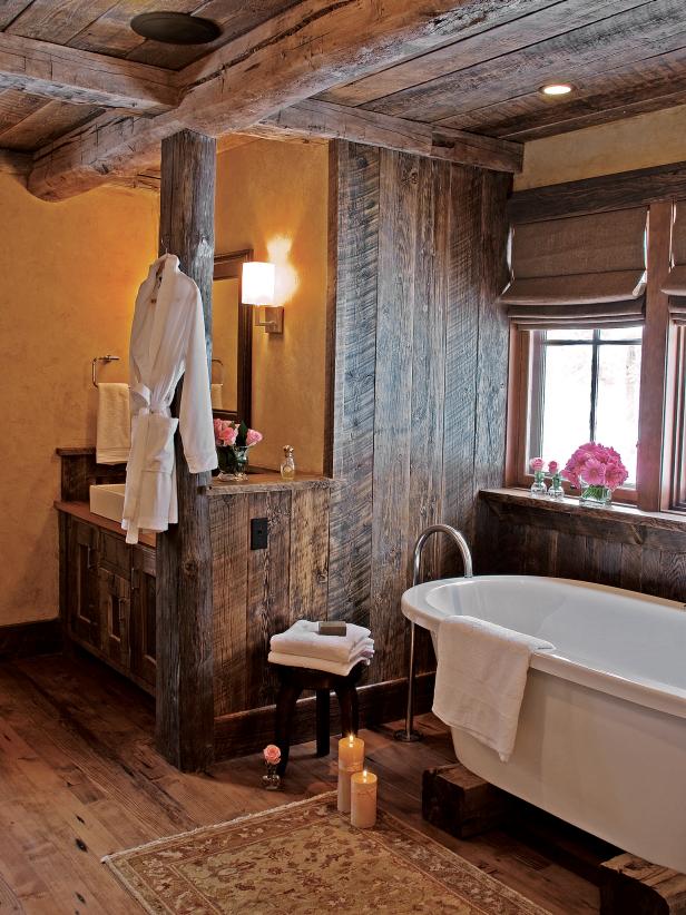 Barn-Style Bathroom With Soaking Tub