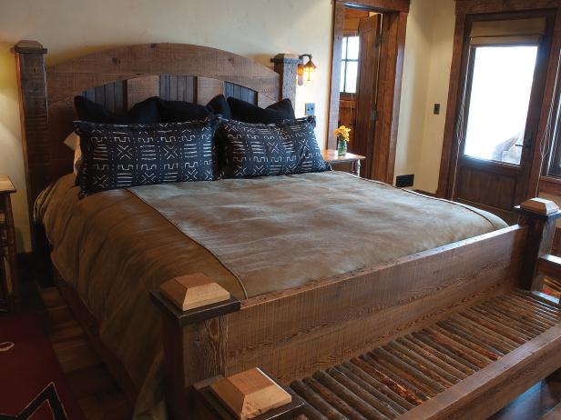 Rustic Guest Room With Wooden King Size Bed Hgtv