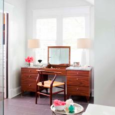 Transitional Bathroom With Wooden Vanity