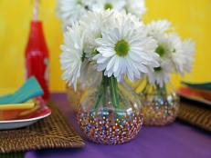 Bring color to your tablescape with these easy-to-make confetti-dotted vases.