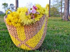 Basket With Yellow Painted Design