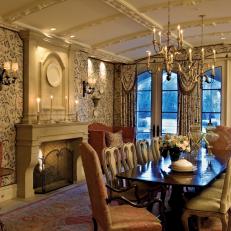 Lavish Dining Room With Upholstered Walls
