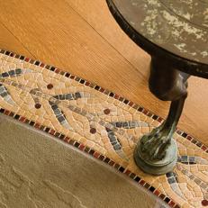 Mosaic Trim on Hardwood Floor