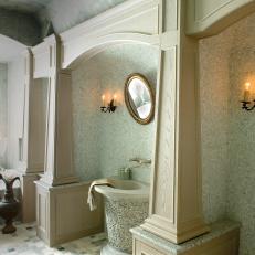 Mosaic Tile in Double Vanity Bathroom