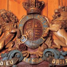 Detailed Wood Carving of Family Crest
