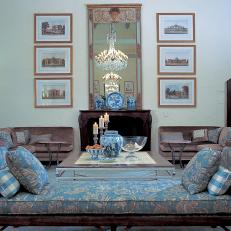 Formal Living Room With Blue Floral Daybed