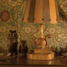Rustic Carved Squirrel Lamp
