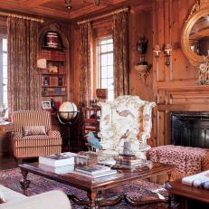 Wood-Paneled Library With Traditional Furnishings