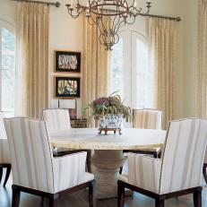 Traditional Cream Dining Room With Ornate Chandelier