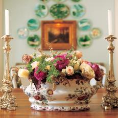 Floral Centerpiece in Soup Tureen 