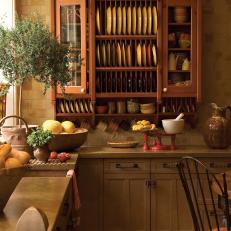 Country Kitchen With Handcrafted Plate Cabinet