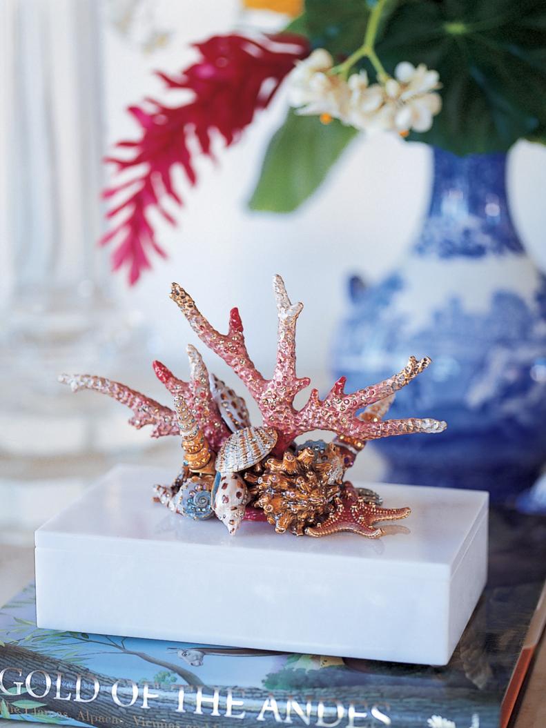 Jeweled Seashells on White Box