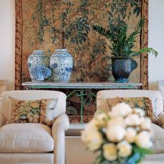 Sitting Room With Decorative Tapestry