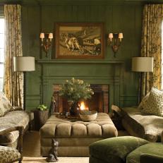 Hunter Green Walls in Colonial Sitting Room