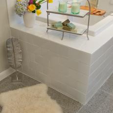 Modern White Subway Tile Surrounds Bathtub