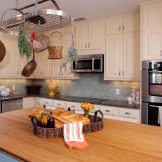 Country Kitchen With Bamboo Island Countertop