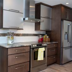 Gray Modern Kitchen With Stainless Steel Kitchen Appliances