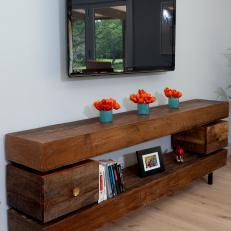 Wall-Mounted TV and Rustic Wood Entertainment Console