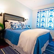 Blue and White Floral Bedroom