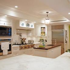 White Traditional Kitchen With With Ample Counter Space