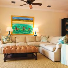 Neutral Living Room With Custom Oil Painting