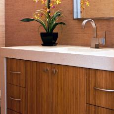 Contemporary Bathroom With Bamboo Vanity 