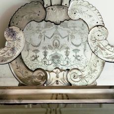 Venetian Glass Mirror Frame With Etched Design
