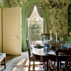 Green Cottage Breakfast Room With Floral Wallpaper
