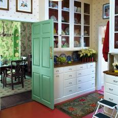 Cottage Butler's Pantry With Red Floor