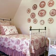 Plate Gallery Wall in Shabby Chic Bedroom