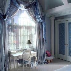 White Desk in Blue Bedroom Fit for A Princess